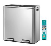 SONGMICS Poubelle Système de tri des déchets, avec 2 compartiments, 2 x 30 L, Cuisine