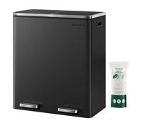 SONGMICS Poubelle Système de tri des déchets, avec 2 compartiments, 2 x 30 L, Cuisine