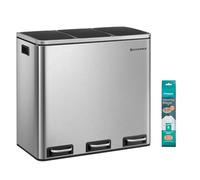 SONGMICS Poubelle Système de tri sélectif, 3 x 18 L, ergonomique, 3 compartiments, cuisine