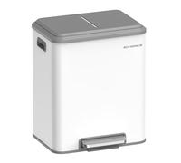 SONGMICS Poubelle de Cuisine, 2 x 15 L Poubelle Double pour le Recyclage et les Déchets Ménagers, Seaux Intérieurs, Acier, Fermeture Douce, Pédale, Blanc Nuage LTB544W02