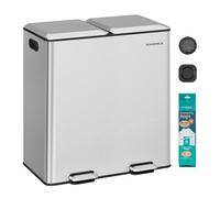 SONGMICS Poubelle de Cuisine, 2 x 30 L, Pédales, Acier inoxydable | Poubelle Double de Tri, avec Couvercles à Fermeture Douce, Seaux Intérieurs Amovibles, Collection POPNEX LTB743E01