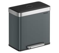 SONGMICS Poubelle de cuisine, 2 x 30 litres, système de tri des déchets avec 2 compartiments, 15 sacs poubelle, poubelle en acier inoxydable, bac intérieur en plastique, avec couvercle, système de fer