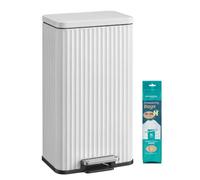 SONGMICS Poubelle de Cuisine, 30 L, avec Pédale, en Acier, Gain de Place