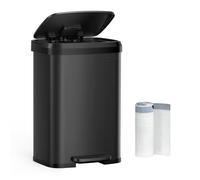 SONGMICS Poubelle de Cuisine, 50L, Poubelle à Pédale en Métal avec Couvercle, Grande et Haute, Noir