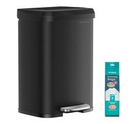 SONGMICS Poubelle de Cuisine à Pédale, 50 L, en Métal, avec Couvercle | Grande et Haute, Noir D'Encre, Collection POWE LTB530B5002