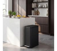 SONGMICS, poubelle de cuisine de 50 litres, poubelle à pédale avec couvercle à fermeture douce, seau intérieur amovible, acier, 15 sacs poubelle, noire
