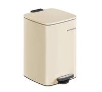 SONGMICS Poubelle de Cuisine, Poubelle 20 L, Poubelle à Pédale en Acier, avec Seau Intérieur, Fermeture Douce et Maintien en Ouverture, Beige Sable LTB592A02