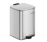 SONGMICS Poubelle de Cuisine, Poubelle 20 L, Poubelle à Pédale en Acier, avec Seau Intérieur, Fermeture Douce et Maintien en Ouverture, Argent Métallique LTB592E01
