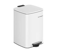 SONGMICS Poubelle de Cuisine, Poubelle 20 L, Poubelle à Pédale en Acier, avec Seau Intérieur, Fermeture Douce et Maintien en Ouverture, Blanc Nuage LTB592W02