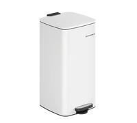 SONGMICS Poubelle de Cuisine, Poubelle 30 L, Poubelle à Pédale en Acier, avec Seau Intérieur, Fermeture Douce et Maintien en Ouverture, Blanc Nuage LTB593W02
