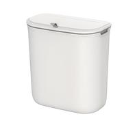 SONGMICS Poubelle de Cuisine Suspendue, 9L, Petite Poubelle Compost, avec Couvercle, Déchets Alimentaires, Poubelle Murale, à Accrocher sur Placard, Armoire de Cuisine, Sous l’Évier, Blanc LTB820W9