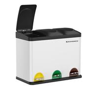 SONGMICS Poubelle de Cuisine Triple, Poubelle de Tri, Corbeille à Pédale, en Métal, Volume 45L, 3 x 15L, avec Couvercle, en Acier, Blanc LTB45W