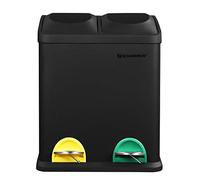 SONGMICS Poubelle de Recyclage 30L, Poubelle de Tri, avec Pétales, en Acier, 2 Compartiments, 2 x 15L Seaux Intérieurs Amovibles, Pétales Colorées, pour Cuisine, Salon, Noir LTB30B