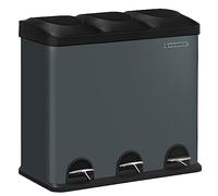 SONGMICS Poubelle de recyclage 54L, Poubelle de tri, avec pétales, en acier, 3 compartiments, seaux intérieurs amovibles, 6 étiquettes de tri, pour un tri facile, Noir LTB54B"