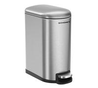 SONGMICS Poubelle de Salle de Bain 10L, Petit, Couvercle, Poubelle à Pédale pour Toilettes, Compact, Petit Espace, en Acier, Fermeture en Douceur, Argent Métallique LTB10NL