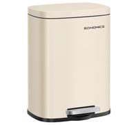 SONGMICS Poubelle de Salle de Bain 12 L, avec Seau Intérieur, Fermeture en Douceur, 38,4 x 28,6 x 25,2 cm, pour Toilettes, Beige LTB112LZ02