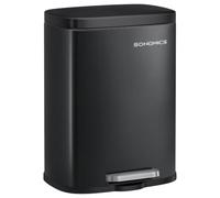 SONGMICS Poubelle de Salle de Bain 12 L, avec Seau Intérieur, Fermeture en Douceur, 38,4 x 28,6 x 25,2 cm, pour Toilettes, Noir LTB112BZ02
