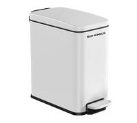 SONGMICS Poubelle de Salle de Bain 5L, Petit, Couvercle, Poubelle à Pédale pour Toilettes, Compact, Petit Espace, en Acier, Fermeture en Douceur, Blanc LTB560W05