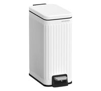 SONGMICS Poubelle de salle de bain, 6 l, poubelle avec couvercle, fine pour les petits espaces, poubelle en acier inoxydable, fermeture douce, blanc mat ULTB563W02
