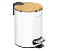 SONGMICS Poubelle de Salle de Bain à Pédale, 3 L, avec Couvercle en Bambou