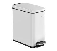 SONGMICS Poubelle de salle de bain, petite poubelle de 5 litres avec couvercle, fine pour les petits espaces, poubelle en acier inoxydable, fermeture douce, blanc ULTB560W05