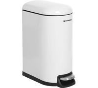 SONGMICS Poubelle, poubelle cosmétique en acier, 10 litres, poubelle à pédale étroite avec seau intérieur, Softclose, poubelle pour niche, blanc LTB10WT