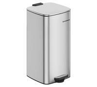 SONGMICS, poubelle pour cuisine, 30 litres, poubelle à pédale, acier, avec seau intérieur, système de fermeture douce, fonction de maintien ouverte, couleur argent métallique, modèle LTB593E01