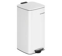 SONGMICS, poubelle pour cuisine, 30 litres, poubelle à pédale, en acier, avec bac intérieur, système de fermeture douce, fonction de maintien ouverte, couleur blanc nuage, modèle LTB593W02