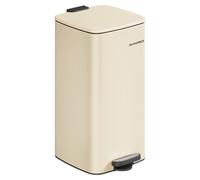 SONGMICS, poubelle pour cuisine, 30 litres, poubelle à pédale, en acier, avec bac intérieur, système de fermeture douce, fonction de maintien ouverte, couleur sable, modèle LTB593A02