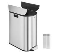 SONGMICS, poubelle pour cuisine, système de tri des déchets avec 2 compartiments, 30 L et 20 L, poubelle étroite, poubelle à pédale pour le recyclage et les déchets, avec couvercle en 2 parties, coule
