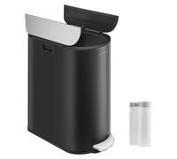 SONGMICS, poubelle pour cuisine, système de tri des déchets avec 2 compartiments, 30 litres et 20 litres, poubelle étroite, poubelle à pédale pour le recyclage et les déchets, avec couvercle en 2 part
