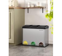 SONGMICS Poubelle Système de tri des déchets, poubelle, inox, 45 L
