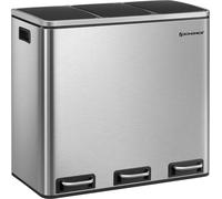 SONGMICS Poubelle Système de tri sélectif, 3 x 18 L, ergonomique, 3 compartiments, cuisine