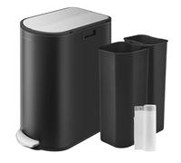 SONGMICS, poubelle pour cuisine, système de tri des déchets avec 2 compartiments, 30 litres et 20 litres, poubelle étroite, poubelle à pédale pour le recyclage et les déchets, avec couvercle en 2 part