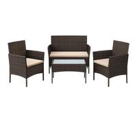 SONGMICS Salon de Jardin Extérieur,Surface Tressée en PE, Table et Chaises, pour Terrasse, Jardin, Balcon, Marron et Taupe GGF004K05