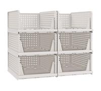 SONGMICS Set accessoires dressing, Lot de 6, Organisateur d’Armoire Pliable, Empilable, Blanc