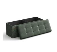 SONGMICS Sitzhocker Banc, Pouf Pliable, 38 x 110 x 38 cm, Bout de Lit, Repose-Pieds, Coffre de Rangement, Charge jusqu'à 300 kg, pour Salon, Chambre, Entrée, Vert Forêt LSF070C01, 110L cm