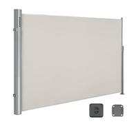 SONGMICS Store Latéral Aluminium, Rétractable, 160 x 350 cm, Brise-vue, Protection Solaire, Opaque, Brise-vent, pour Balcon, Terrasse, Jardin, Beige GSA165E