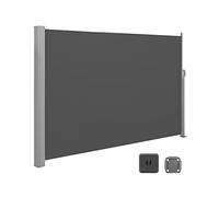 SONGMICS Store latéral avec Coffre en Acier résistant à la Rouille Extensible 180 x 400 cm, Brise-Vue, Protection Solaire, occultant, pour Balcon, terrasse, Jardin, Anthracite GSA584G01