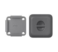 SONGMICS Support au Sol pour Poteau de Store Latéral, Plaque en Métal avec Couvercle en Plastique, Compatible avec Stores Latéraux de SONGMICS avec Poteaux de Support en Aluminium, Gris GSA004
