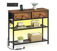 SONGMICS Table Console avec 2 Tiroirs, Cadre en Acier, 76,7 x 30 x 78,7 cm | Table d'Entrée avec Étagères en Maille, pour Salon, Marron Rustique, Collection BELLAH LGS175K102