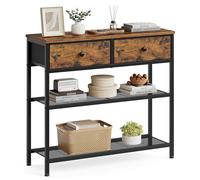 SONGMICS Table Console, avec 2 Tiroirs et Cadre en Acier, Table d'Entrée avec Étagères en Maille, 76,7 x 30 x 78,7 cm, Marron Rustique, pour Salon, Collection Bellah LGS075K101