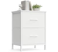 SONGMICS BELLAH Collection - Table de Chevet avec 2 Tiroirs, Table d’Appoint, pour Chambre, Cadre en Acier, Style Moderne, Blanc Nuage et Blanc Neige LGS312WH01