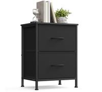 SONGMICS Table de Chevet, 2 Tiroirs, en Tissu | Table de Nuit, pour Chambre, Couloir, Entrée, Salon, Noir d'Encre et Noir Boisé, Collection BELLAH LGS312BH03