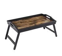 SONGMICS Table de lit avec Pieds en Bambou réglables, Support pour Ordinateur Portable, Plateau Snack Petit-déjeuner, Marron Rustique LLD106B01