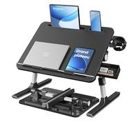 SONGMICS Table de Lit, Bureau Pliable, Plateau 56 x 40 cm, Inclinaison Continue à 120°, Hauteur Réglable, Porte-Gobelet, Support pour Ordinateur Portable, pour Lit, Canapé, Noir d’Encre LLD113BC01