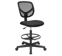 SONGMICS Tabouret avec Repose-Pieds Circulaire, Hauteur réglable, Siège Ergonomique Rotatif, Fauteuil de Bureau sans accoudoirs