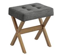 SONGMICS Tabouret de Coiffeuse, Chaise Rembourrée de Maquillage, Repos-Pieds, Pied en Bois, pour Chambre, Dressing, Entrée, 32 x 42 x 46 cm, Gris Ardoise et Marron LSF006GN01