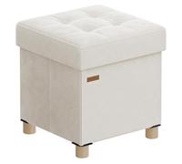 SONGMICS Tabouret de Rangement, Cube Pliable, 38 x 38 x 40 cm, Pouf, Repose-Pieds, 37 L, Surface en Velours, pour Chambre, Salon, Dortoir, Beige Cappuccino LSF0516W02