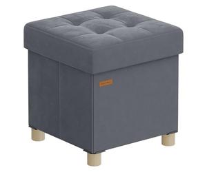 SONGMICS Tabouret de Rangement, Cube Pliable, 38 x 38 x 40 cm, Pouf, Repose-Pieds, 37 L, Surface en Velours, pour Chambre, Salon, Dortoir, Gris Ardoise LSF0516G01